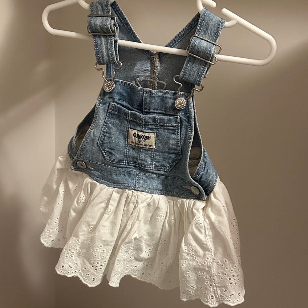 OshKosh B'gosh Blue and White Skirted Overalls